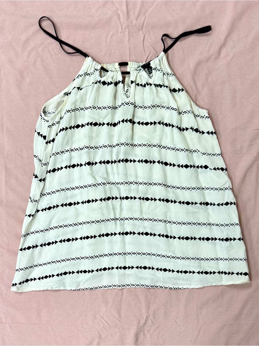 19 Cooper White Tank Top with Black Geometric Stripes